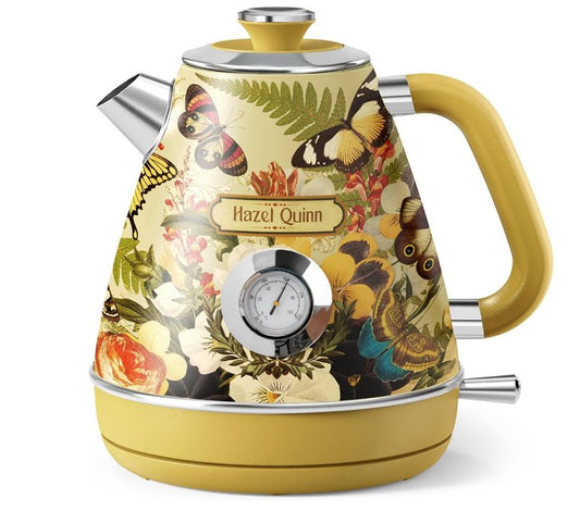 1.7L / 57.5 oz electric kettle food grade 304 stainless steel, instrument type dial thermometer flower watermark painting process fast boiling 1200W cordless without BPA automatically closed SUS304 - 7DAY'S