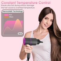 1800W Hair Dryer Portable Compact Hair Blow Dryer with Cool/Warm/Hot Wind with Diffuser Concentrator/Comb Nozzle ALCI Plug Overheat Protection for Women Man Straight Curly Hair - 7DAY'S