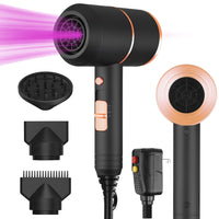 1800W Hair Dryer Portable Compact Hair Blow Dryer with Cool/Warm/Hot Wind with Diffuser Concentrator/Comb Nozzle ALCI Plug Overheat Protection for Women Man Straight Curly Hair - 7DAY'S