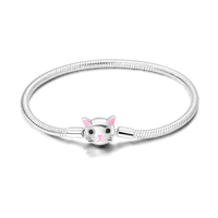 Silver Plated Stars Heart Shape Butterflies Clover Clasp Bracelet for Women Fit Original Charms Beads DIY Making Gift