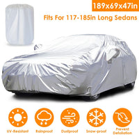 189x69x47in Full Car Cover All Weather UV Protection Automotive Cover 170T Outdoor Universal Full Cover For Sedans Up To 185in - 7DAY'S