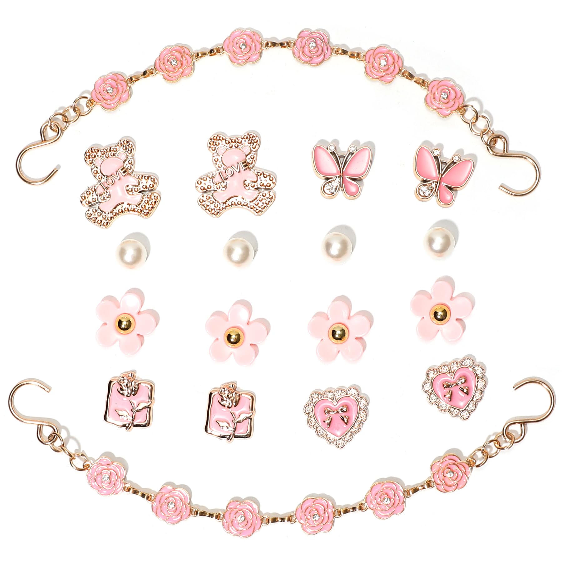 18Pcs Flower Shoe Chain Charms for Women, Bling Shoe Charms for Girls Clog Sandals, Girly Shoe Chains, DIY Shoe Decoration Accessories for Party Favor - 7DAY'S
