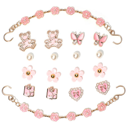 18Pcs Flower Shoe Chain Charms for Women, Bling Shoe Charms for Girls Clog Sandals, Girly Shoe Chains, DIY Shoe Decoration Accessories for Party Favor - 7DAY'S