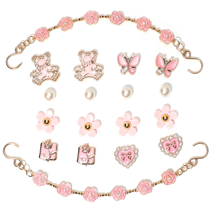 18Pcs Flower Shoe Chain Charms for Women, Bling Shoe Charms for Girls Clog Sandals, Girly Shoe Chains, DIY Shoe Decoration Accessories for Party Favor - 7DAY'S