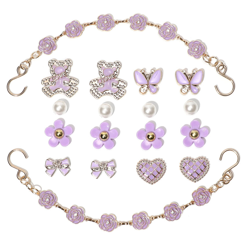 18Pcs Flower Shoe Chain Charms for Women, Bling Shoe Charms for Girls Clog Sandals, Girly Shoe Chains, DIY Shoe Decoration Accessories for Party Favor - 7DAY'S