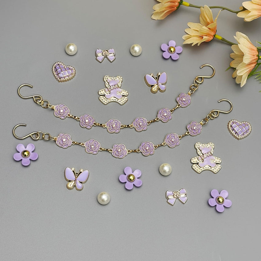 18Pcs Flower Shoe Chain Charms for Women, Bling Shoe Charms for Girls Clog Sandals, Girly Shoe Chains, DIY Shoe Decoration Accessories for Party Favor - 7DAY'S