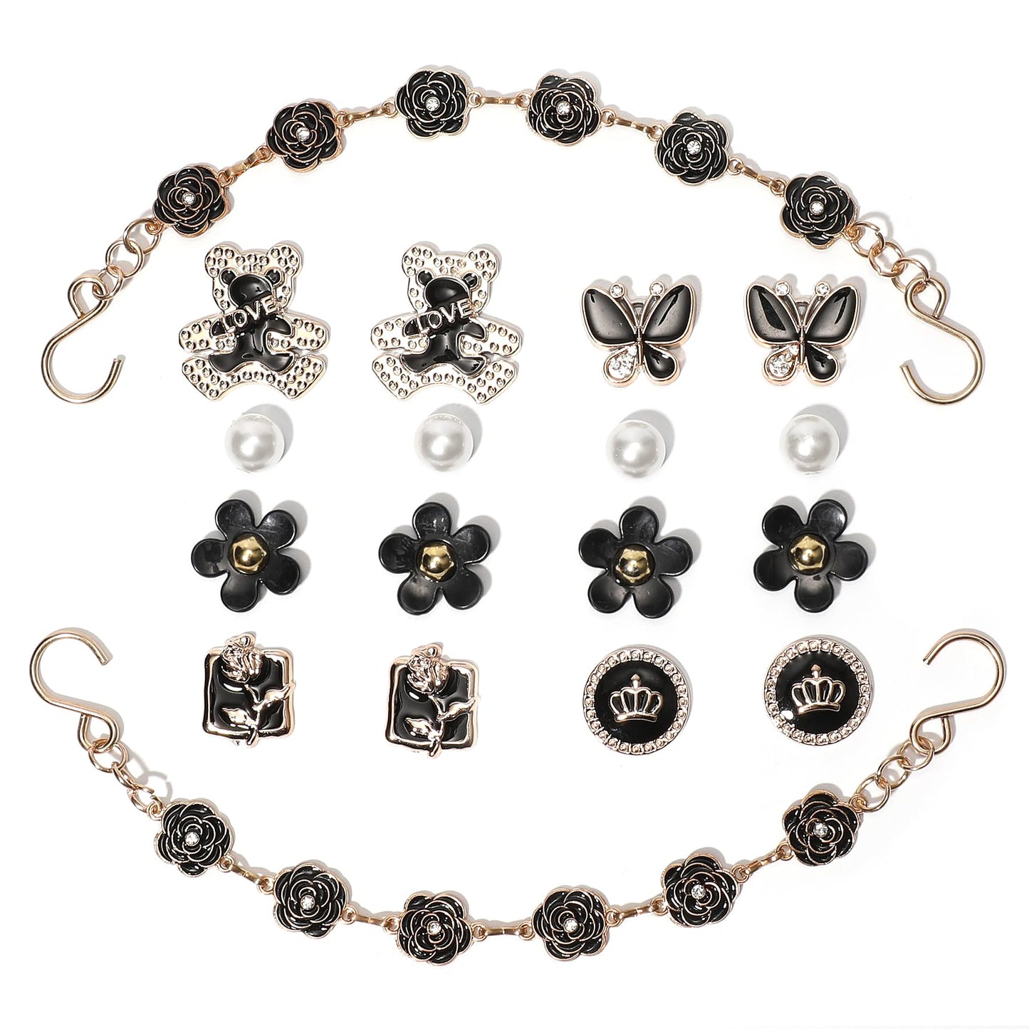 18Pcs Flower Shoe Chain Charms for Women, Bling Shoe Charms for Girls Clog Sandals, Girly Shoe Chains, DIY Shoe Decoration Accessories for Party Favor - 7DAY'S