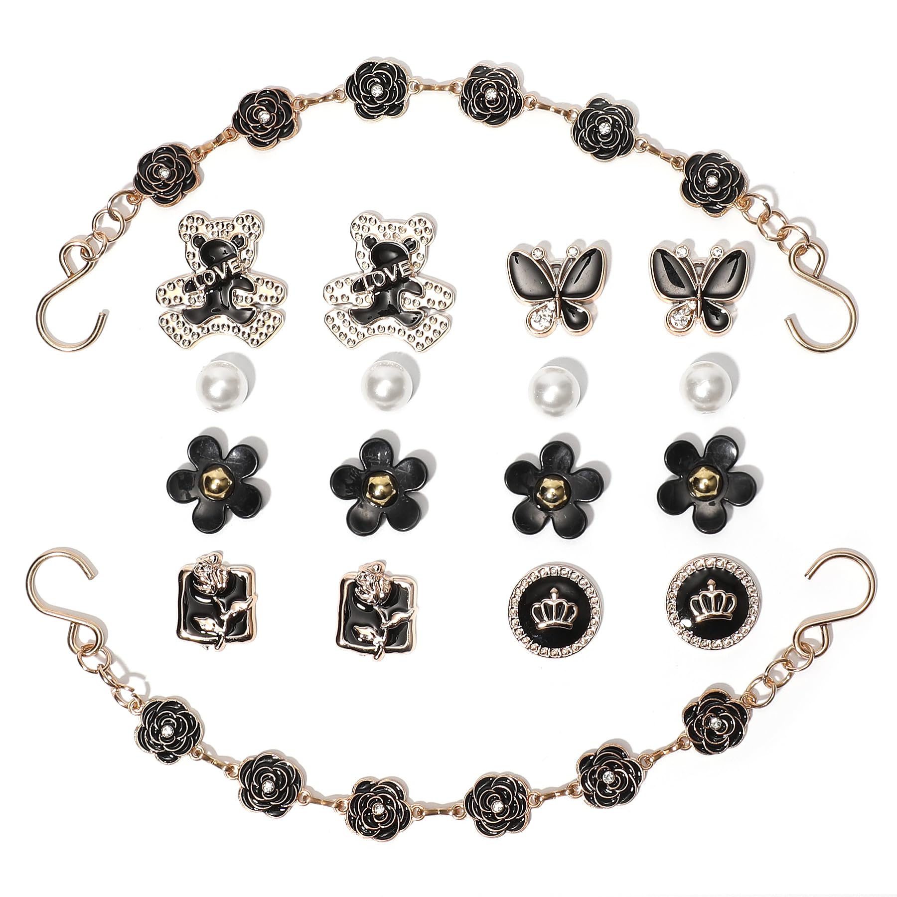 18Pcs Flower Shoe Chain Charms for Women, Bling Shoe Charms for Girls Clog Sandals, Girly Shoe Chains, DIY Shoe Decoration Accessories for Party Favor - 7DAY'S