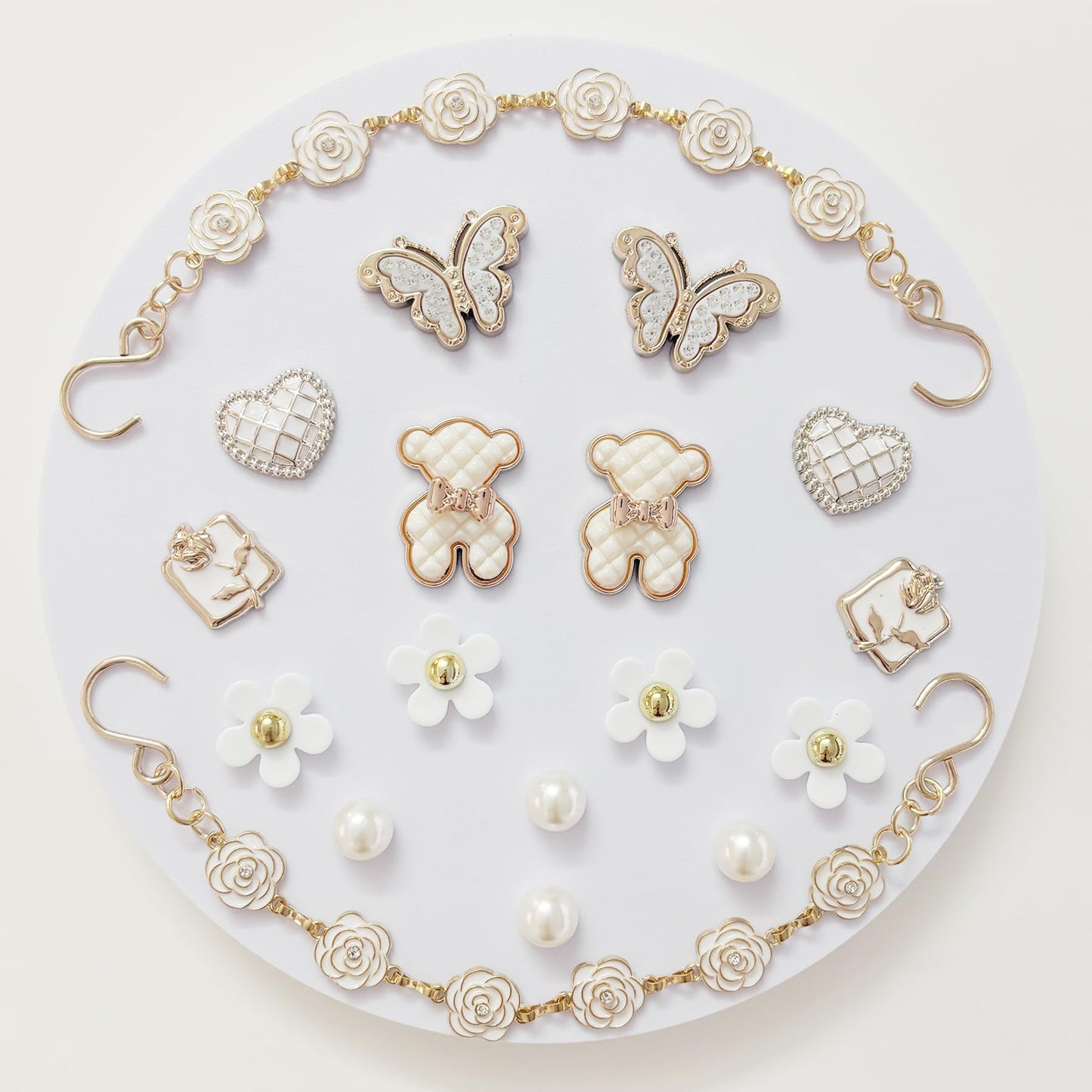 18Pcs Flower Shoe Chain Charms for Women, Bling Shoe Charms for Girls Clog Sandals, Girly Shoe Chains, DIY Shoe Decoration Accessories for Party Favor - 7DAY'S