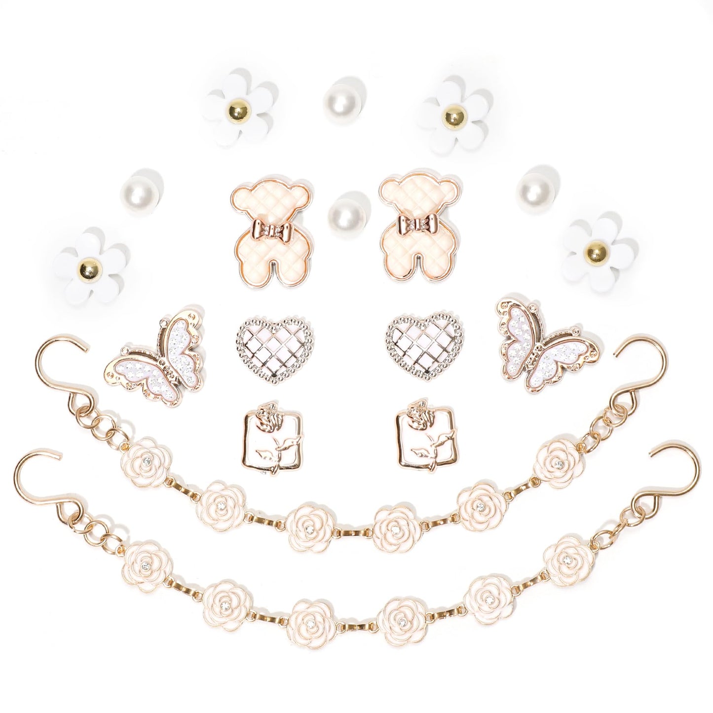 18Pcs Flower Shoe Chain Charms for Women, Bling Shoe Charms for Girls Clog Sandals, Girly Shoe Chains, DIY Shoe Decoration Accessories for Party Favor - 7DAY'S