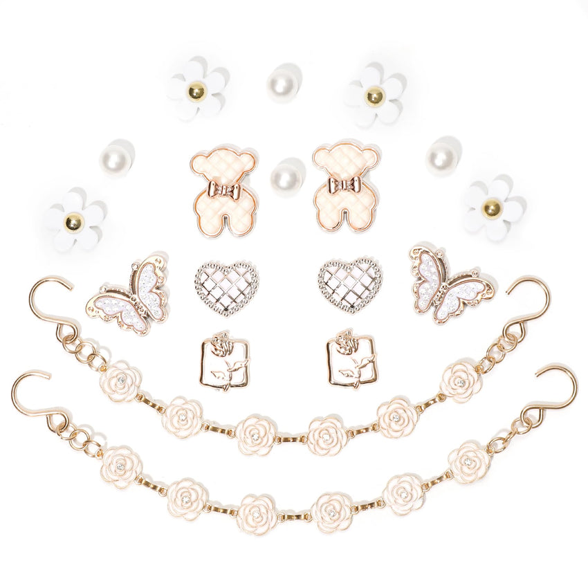 18Pcs Flower Shoe Chain Charms for Women, Bling Shoe Charms for Girls Clog Sandals, Girly Shoe Chains, DIY Shoe Decoration Accessories for Party Favor - 7DAY'S