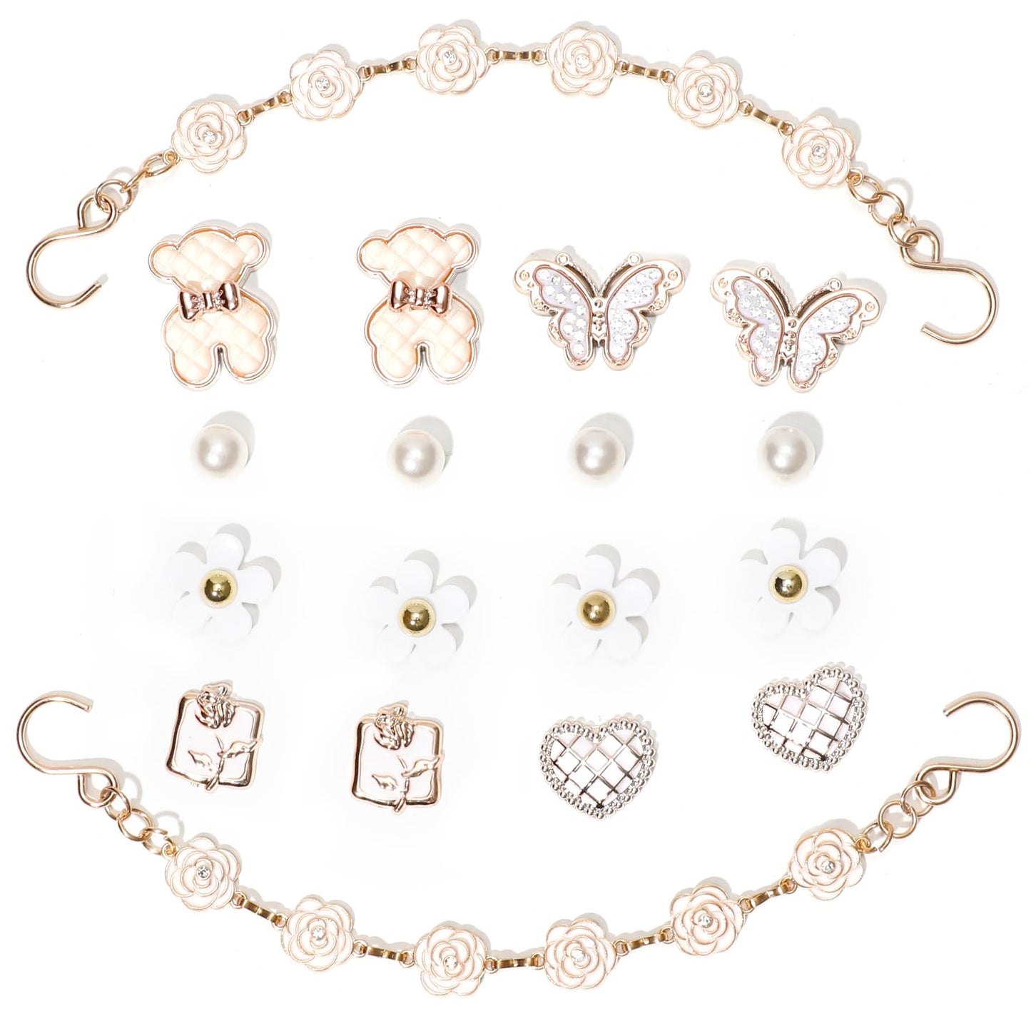 18Pcs Flower Shoe Chain Charms for Women, Bling Shoe Charms for Girls Clog Sandals, Girly Shoe Chains, DIY Shoe Decoration Accessories for Party Favor - 7DAY'S