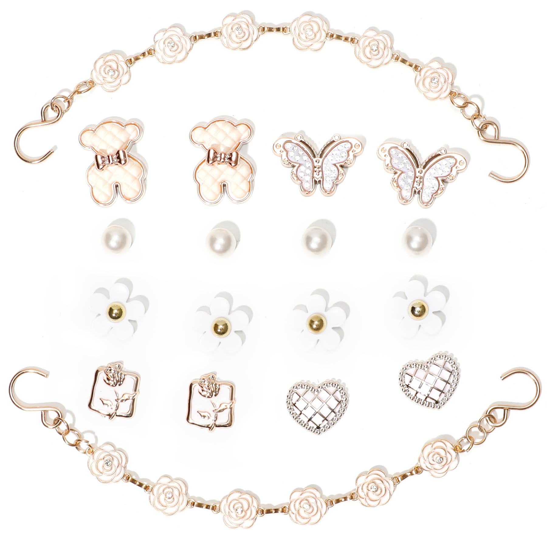 18Pcs Flower Shoe Chain Charms for Women, Bling Shoe Charms for Girls Clog Sandals, Girly Shoe Chains, DIY Shoe Decoration Accessories for Party Favor - 7DAY'S
