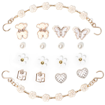 18Pcs Flower Shoe Chain Charms for Women, Bling Shoe Charms for Girls Clog Sandals, Girly Shoe Chains, DIY Shoe Decoration Accessories for Party Favor - 7DAY'S