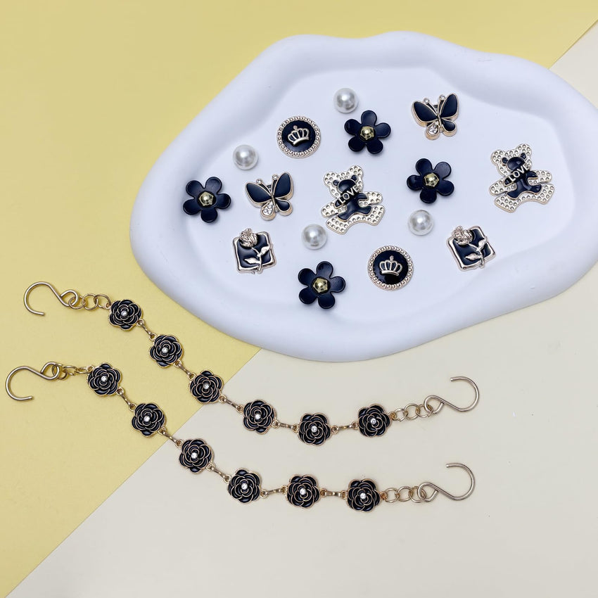 18Pcs Flower Shoe Chain Charms for Women, Bling Shoe Charms for Girls Clog Sandals, Girly Shoe Chains, DIY Shoe Decoration Accessories for Party Favor - 7DAY'S