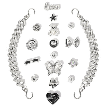 18Pcs Flower Shoe Chain Charms for Women, Bling Shoe Charms for Girls Clog Sandals, Girly Shoe Chains, DIY Shoe Decoration Accessories for Party Favor - 7DAY'S