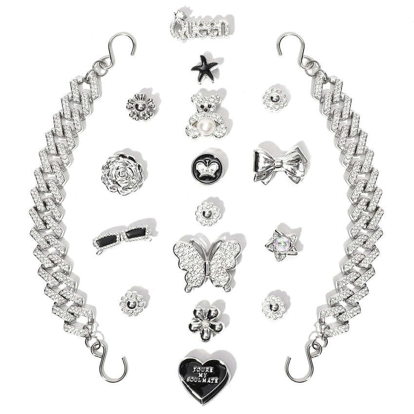 18Pcs Flower Shoe Chain Charms for Women, Bling Shoe Charms for Girls Clog Sandals, Girly Shoe Chains, DIY Shoe Decoration Accessories for Party Favor - 7DAY'S