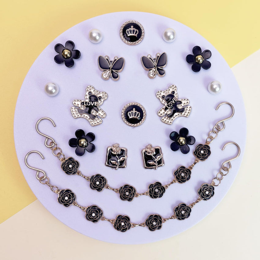 18Pcs Flower Shoe Chain Charms for Women, Bling Shoe Charms for Girls Clog Sandals, Girly Shoe Chains, DIY Shoe Decoration Accessories for Party Favor - 7DAY'S