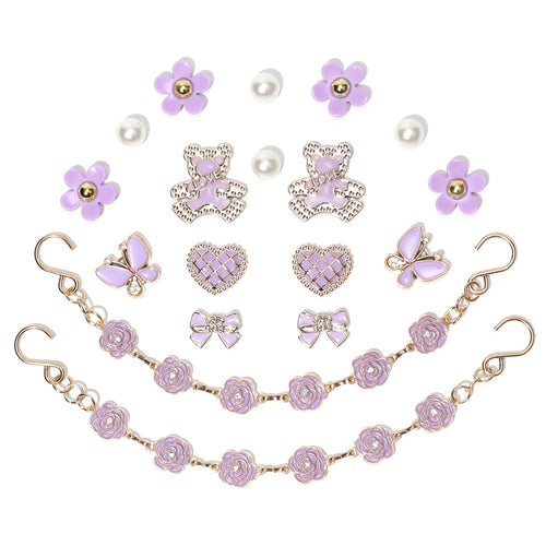 18Pcs Flower Shoe Chain Charms for Women, Bling Shoe Charms for Girls Clog Sandals, Girly Shoe Chains, DIY Shoe Decoration Accessories for Party Favor - 7DAY'S