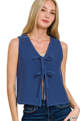 Zenana Tie Front Sweater Vest