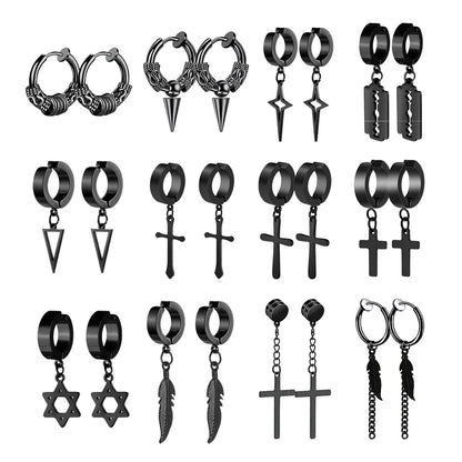 1Pair Fashion Cross Pendant Ear Clip Non Piercing Earrings Fake Earrings Gift for Men Women Jewelry - 7DAY'S