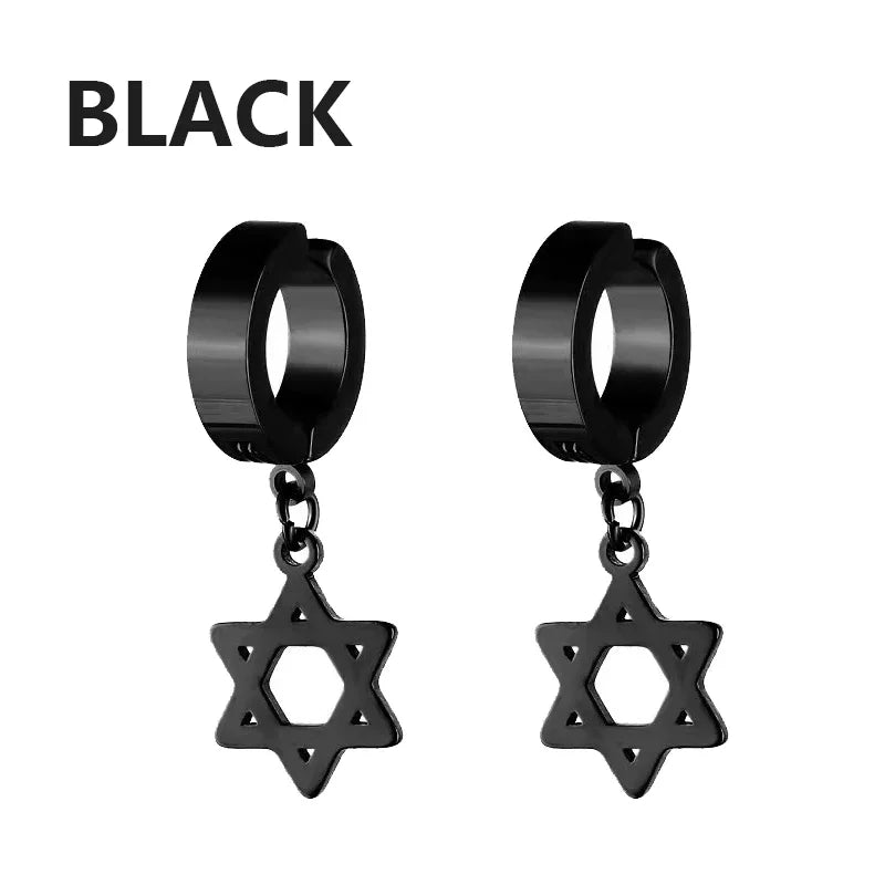 1Pair Fashion Cross Pendant Ear Clip Non Piercing Earrings Fake Earrings Gift for Men Women Jewelry - 7DAY'S
