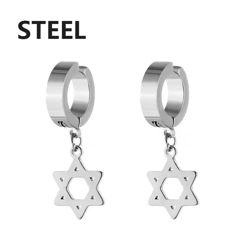 1Pair Fashion Cross Pendant Ear Clip Non Piercing Earrings Fake Earrings Gift for Men Women Jewelry - 7DAY'S