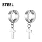 1Pair Fashion Cross Pendant Ear Clip Non Piercing Earrings Fake Earrings Gift for Men Women Jewelry - 7DAY'S