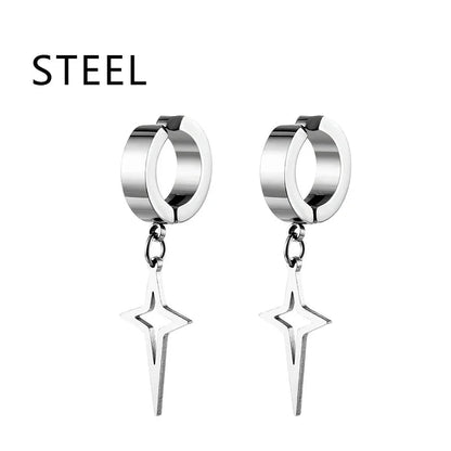 1Pair Fashion Cross Pendant Ear Clip Non Piercing Earrings Fake Earrings Gift for Men Women Jewelry - 7DAY'S