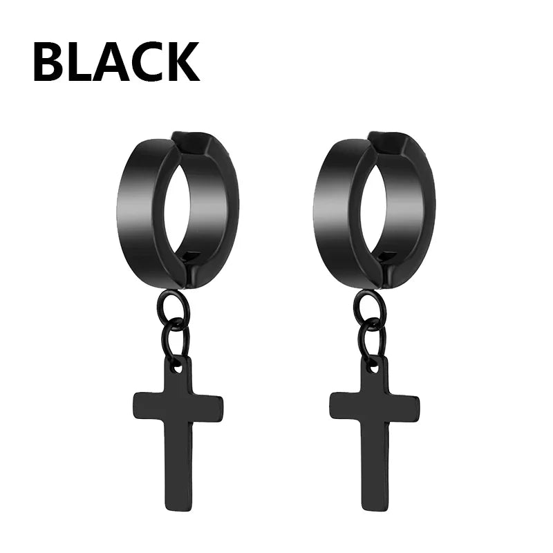 1Pair Fashion Cross Pendant Ear Clip Non Piercing Earrings Fake Earrings Gift for Men Women Jewelry - 7DAY'S
