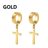 1Pair Fashion Cross Pendant Ear Clip Non Piercing Earrings Fake Earrings Gift for Men Women Jewelry - 7DAY'S