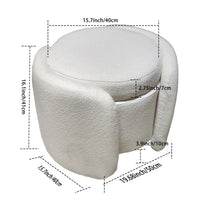 1pc 19.69"Faux Fur Pouf Ottoman Modern Boucle Upholstered With Storage, Multifunctional Upholstered Vanity Chairs For Makeup, Soft Padded Seat With Removable Lid - 7DAY'S