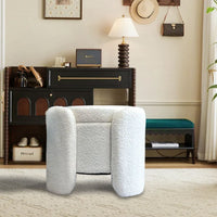 1pc 19.69"Faux Fur Pouf Ottoman Modern Boucle Upholstered With Storage, Multifunctional Upholstered Vanity Chairs For Makeup, Soft Padded Seat With Removable Lid - 7DAY'S