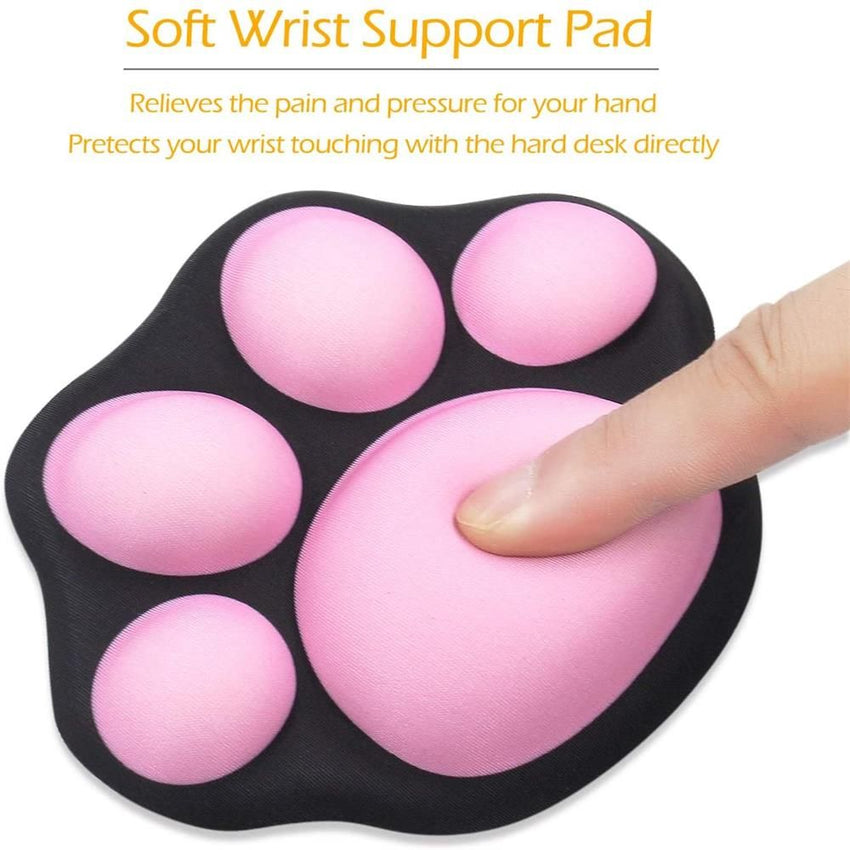 1pc Cute Mouse Wrist Support Pad Cat Paw Pattern Comfortable Soft Wrist Rest Hand Pillow Relief Non - Slip Rubber Base Home Office - 7DAY'S