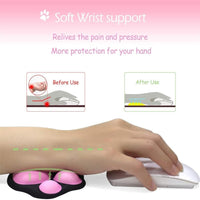 1pc Cute Mouse Wrist Support Pad Cat Paw Pattern Comfortable Soft Wrist Rest Hand Pillow Relief Non - Slip Rubber Base Home Office - 7DAY'S