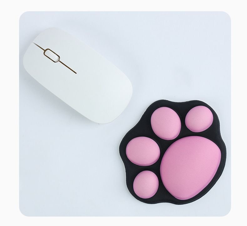 1pc Cute Mouse Wrist Support Pad Cat Paw Pattern Comfortable Soft Wrist Rest Hand Pillow Relief Non - Slip Rubber Base Home Office - 7DAY'S