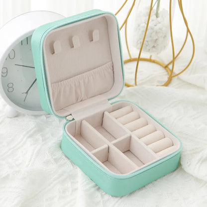 1PC Jewelry Organizer Display Travel Jewelry Zipper Case Boxes Earrings Necklace Ring Portable Jewelry Box Leather Storage - 7DAY'S