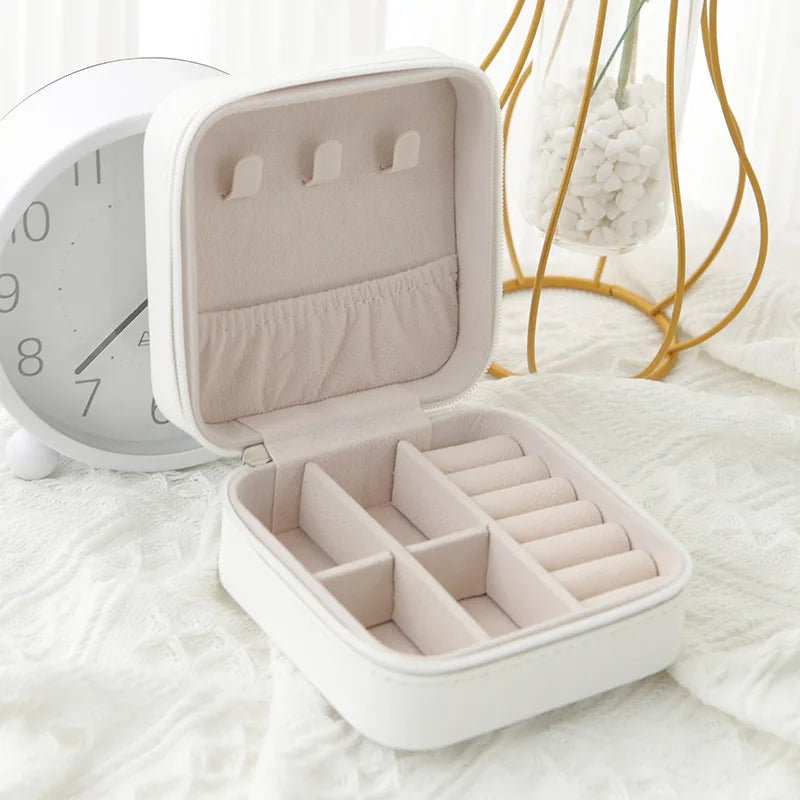 1PC Jewelry Organizer Display Travel Jewelry Zipper Case Boxes Earrings Necklace Ring Portable Jewelry Box Leather Storage - 7DAY'S