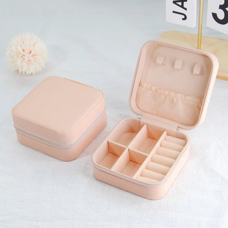 1PC Jewelry Organizer Display Travel Jewelry Zipper Case Boxes Earrings Necklace Ring Portable Jewelry Box Leather Storage - 7DAY'S