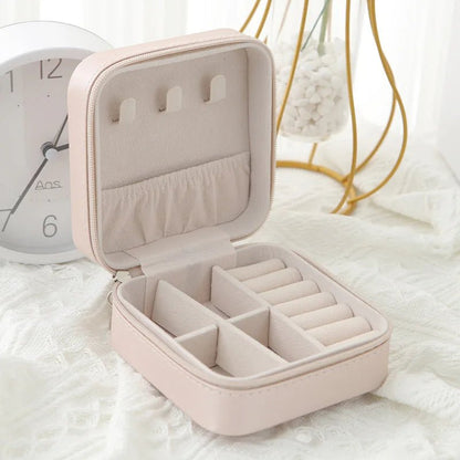 1PC Jewelry Organizer Display Travel Jewelry Zipper Case Boxes Earrings Necklace Ring Portable Jewelry Box Leather Storage - 7DAY'S