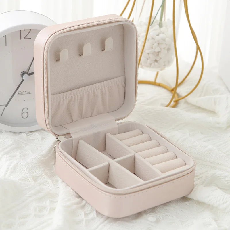 1PC Jewelry Organizer Display Travel Jewelry Zipper Case Boxes Earrings Necklace Ring Portable Jewelry Box Leather Storage - 7DAY'S