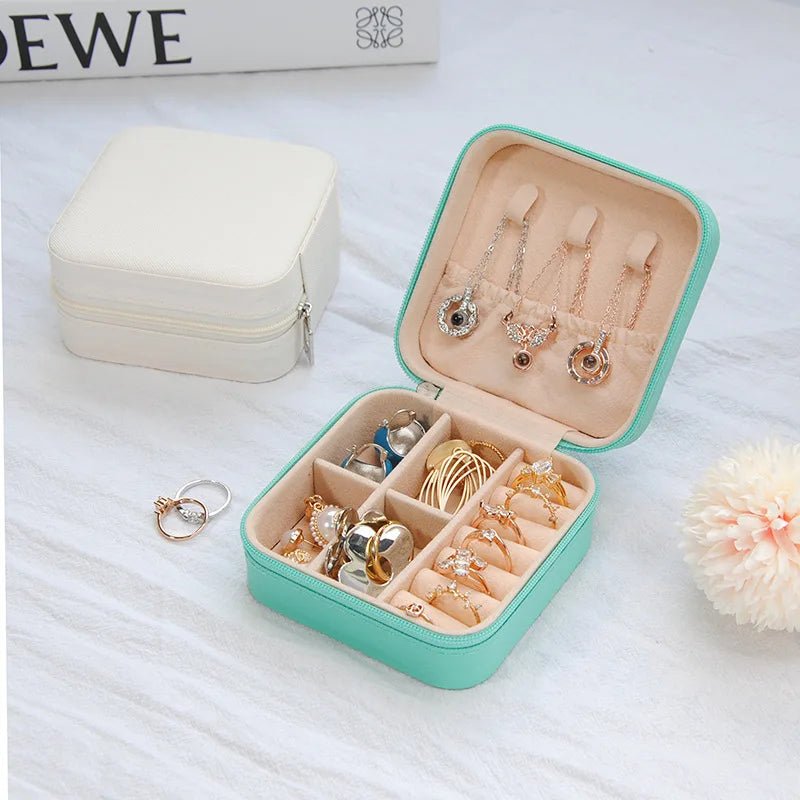 1PC Jewelry Organizer Display Travel Jewelry Zipper Case Boxes Earrings Necklace Ring Portable Jewelry Box Leather Storage - 7DAY'S