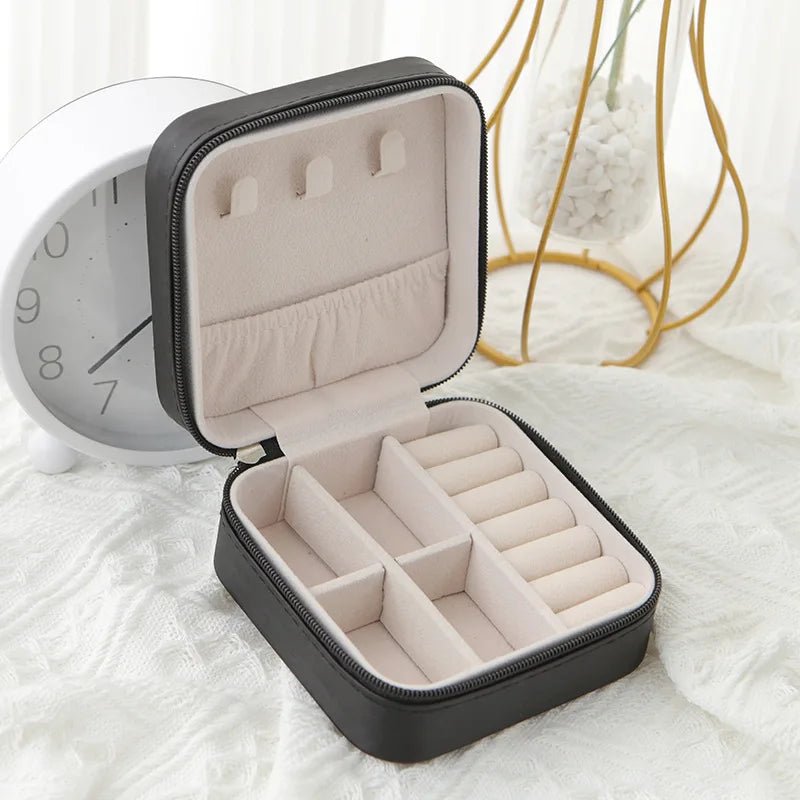 1PC Jewelry Organizer Display Travel Jewelry Zipper Case Boxes Earrings Necklace Ring Portable Jewelry Box Leather Storage - 7DAY'S