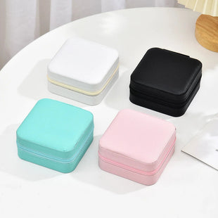 1PC, Jewelry Storage Box, Material: Main Plastic + Leather + Flannel, Color Divided Into: Black, White, Pink, Blue. - 7DAY'S