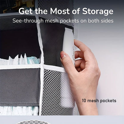 1pc Over Door Organizer With 5 Large Pockets; 10 Mesh Side Pockets; Hanging Storage Organizer With For Kids Toys; Shoes; Diapers - 7DAY'S