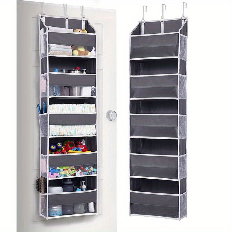 1pc Over Door Organizer With 5 Large Pockets; 10 Mesh Side Pockets; Hanging Storage Organizer With For Kids Toys; Shoes; Diapers - 7DAY'S