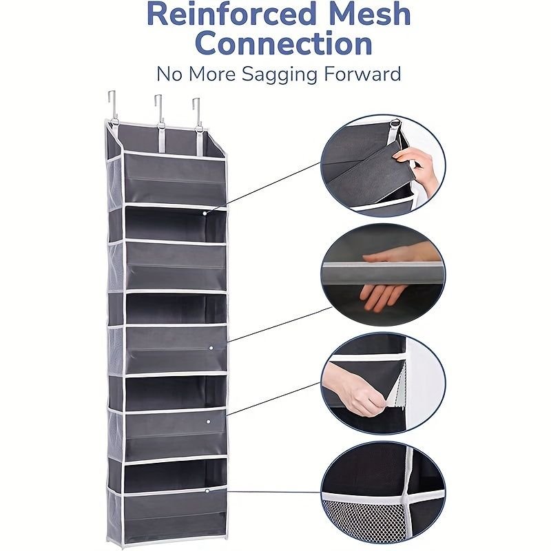 1pc Over Door Organizer With 5 Large Pockets; 10 Mesh Side Pockets; Hanging Storage Organizer With For Kids Toys; Shoes; Diapers - 7DAY'S