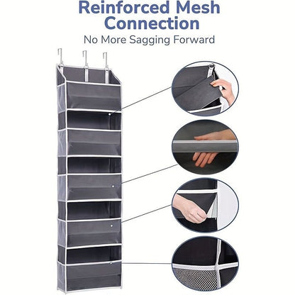 1pc Over Door Organizer With 5 Large Pockets; 10 Mesh Side Pockets; Hanging Storage Organizer With For Kids Toys; Shoes; Diapers - 7DAY'S