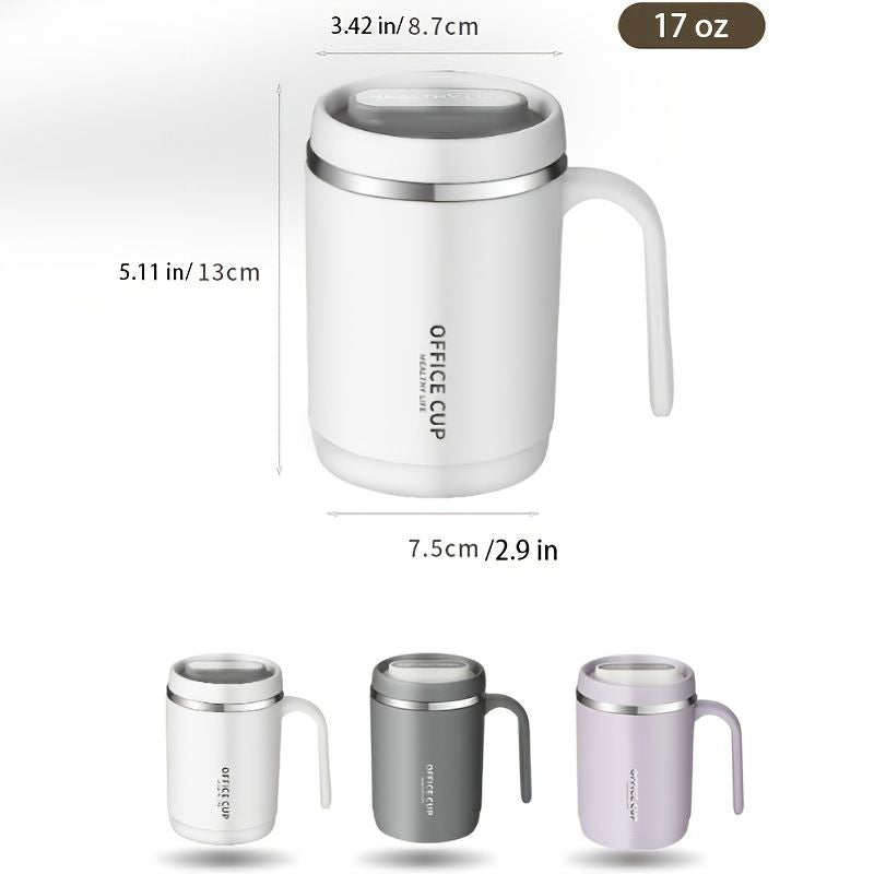 1pc Stainless Steel Cups With Lid; 16 Oz 304 Stainless Steel Tumblers Durable Coffee Mug With Splash Proof Sliding Lid; Drink With Lid Open; Non - Insulated Mug; Without Straw - 7DAY'S