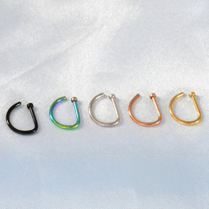 1pc Women Men Fake Piering Nose Ring Earrings, Fashion Punk Non Piercing Nose Clip Stainless Steel Septum Body Jewelry - 7DAY'S